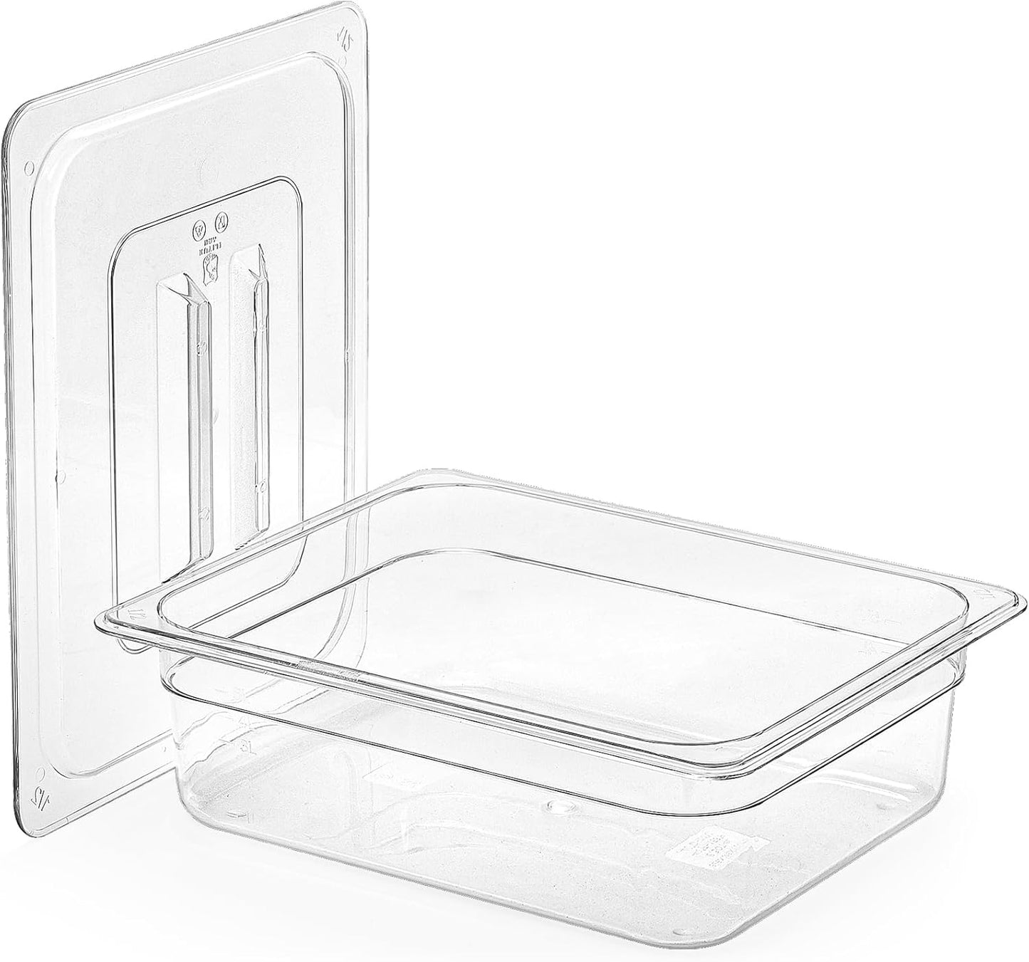 Bekith 2 Pack Plastic Food Pans with Lids, Half Size 4 Inch Deep, Stackable Clear Food Pans for Commercial Kitchen Restaurant Food Prep, Freezer-Safe