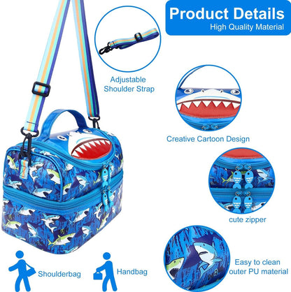 RHCPFOVR Kids Lunch Bag - Double - Decker Cooler Insulated Lunch Box for Boys Girls,Washable Lunch Bag with Strap and Reusable Toddler Lunchbox for School and Daycare
