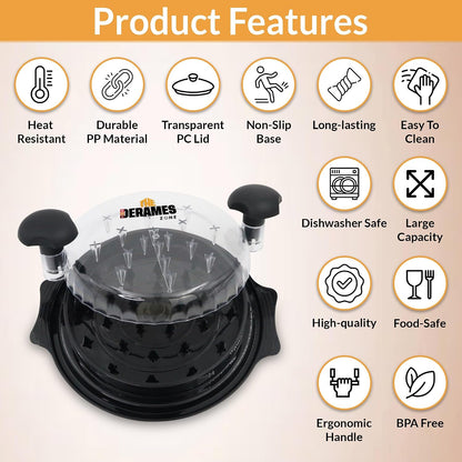 Chicken Shredder Tool Twist with Brush - 10" Large BPA-Free Meat Shredder for Effortless Shredding- Dishwasher Safe Chicken Breast Shredder with Removable Tray, Non-Slip for Pork, Beef & Chicken - Red