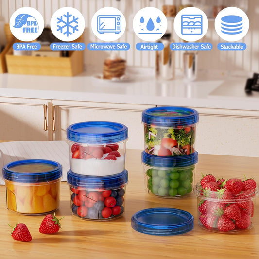 10 Pack-32 OZ Freezer Storage Containers, Small Plastic Food Storage Containers with Twist Top Lids, BPA Free and Reusable Meal Prep Containers Microwave/Dishwasher Safe