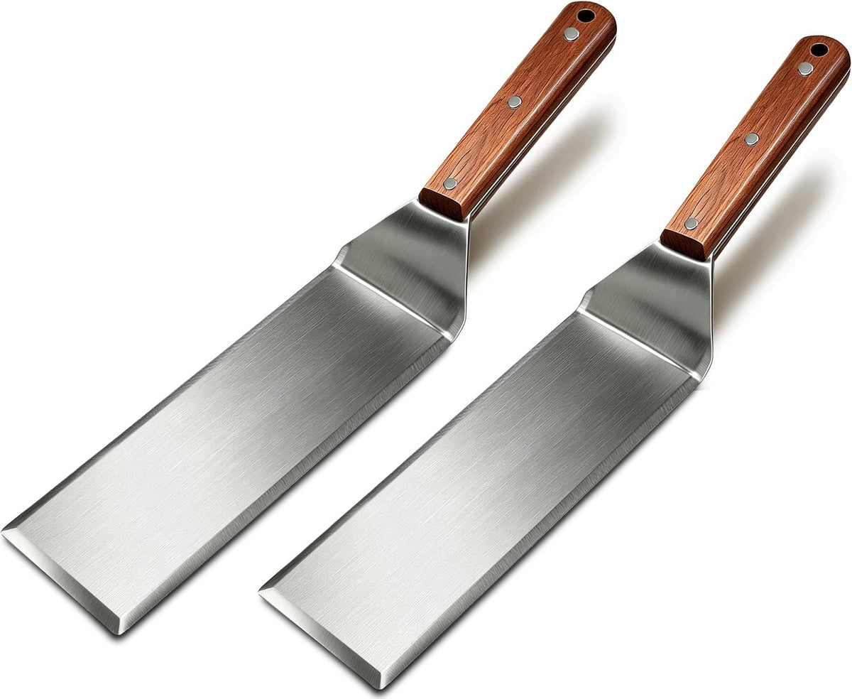 Set of 2 Extra Long Thicker Stainless Steel Griddle Spatula BBQ Tools