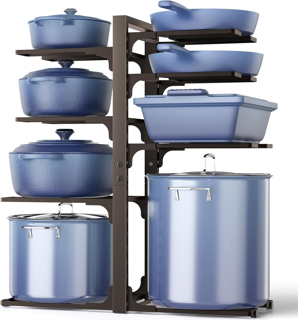 ORDORA Pots and Pans Organizer Under Cabinet 16.6", 8-Tier Adjustable Rack