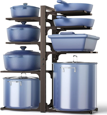 ORDORA Pots and Pans Organizer Under Cabinet 16.6", 8-Tier Adjustable Rack