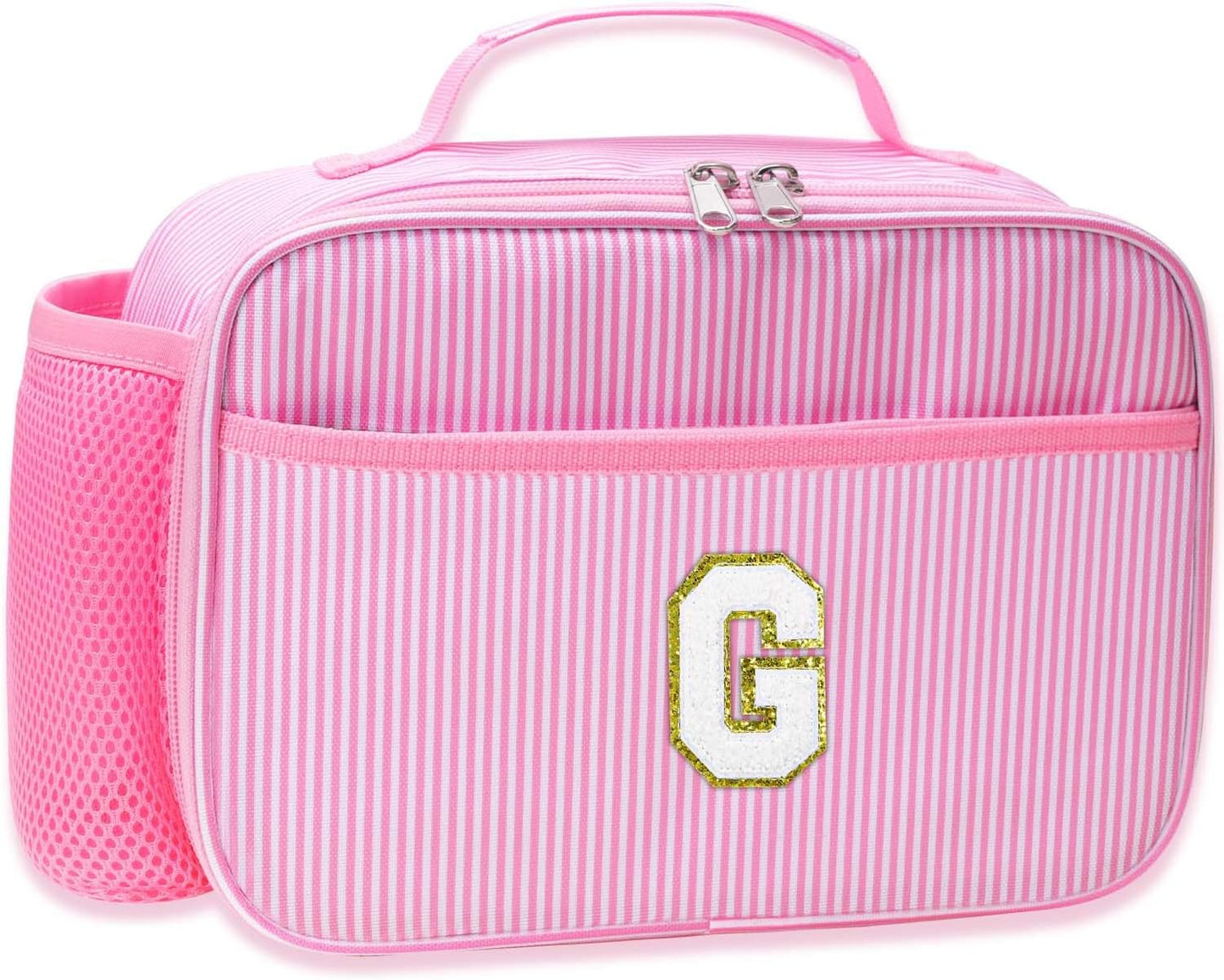 RHCPFOVR Kids Initial Lunch Bag - Insulated Lunch Box for Boys Girls,Washable Lunch Bag and Reusable Toddler Leak-proof Lunchbox for School and Daycare - Colors B