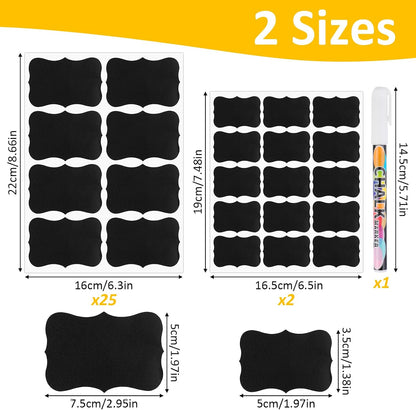 230 Pcs Labels for Jars, 2 Size Waterproof Chalkboard Labels for Food Containers, Storage Bins, Mason Jars, Reusable Blackboard Stickers with 1 Erasable Chalk Marker (Irregular Shape)