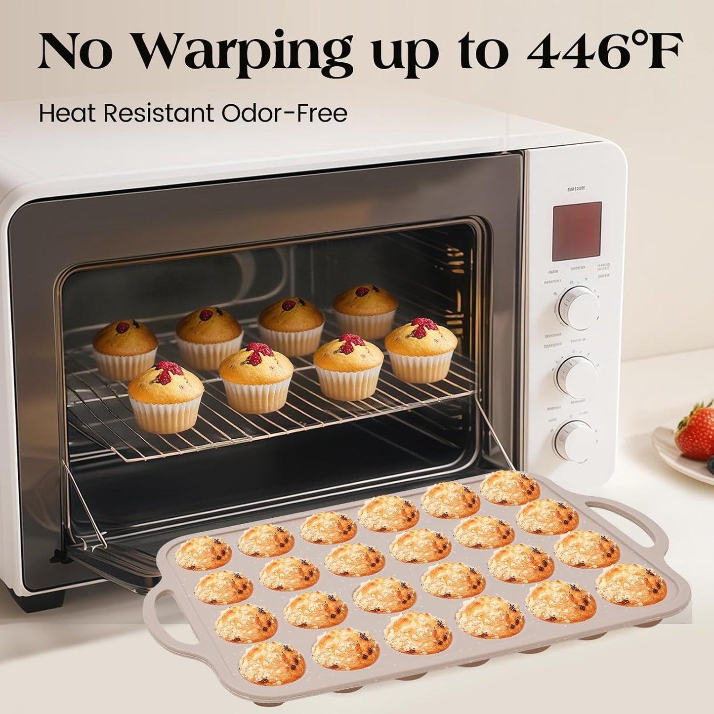 Vinino 2Pack Silicone Muffin Pans for Baking with Metal Reinforced Frame, 12 Cups Regular Size Nonstick Silicone Cupcake Pan, BPA Free Oven Dishwasher Safe Baking Mold for Muffins Cupcakes
