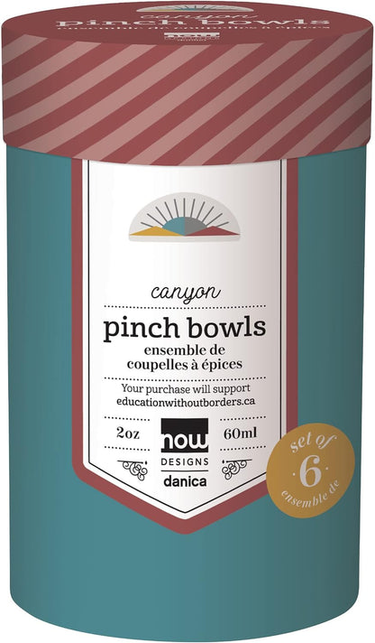 Now Designs Canyon Ceramic Pinch Bowl Set, Soy Sauce Dish, Set of 6, 2 oz