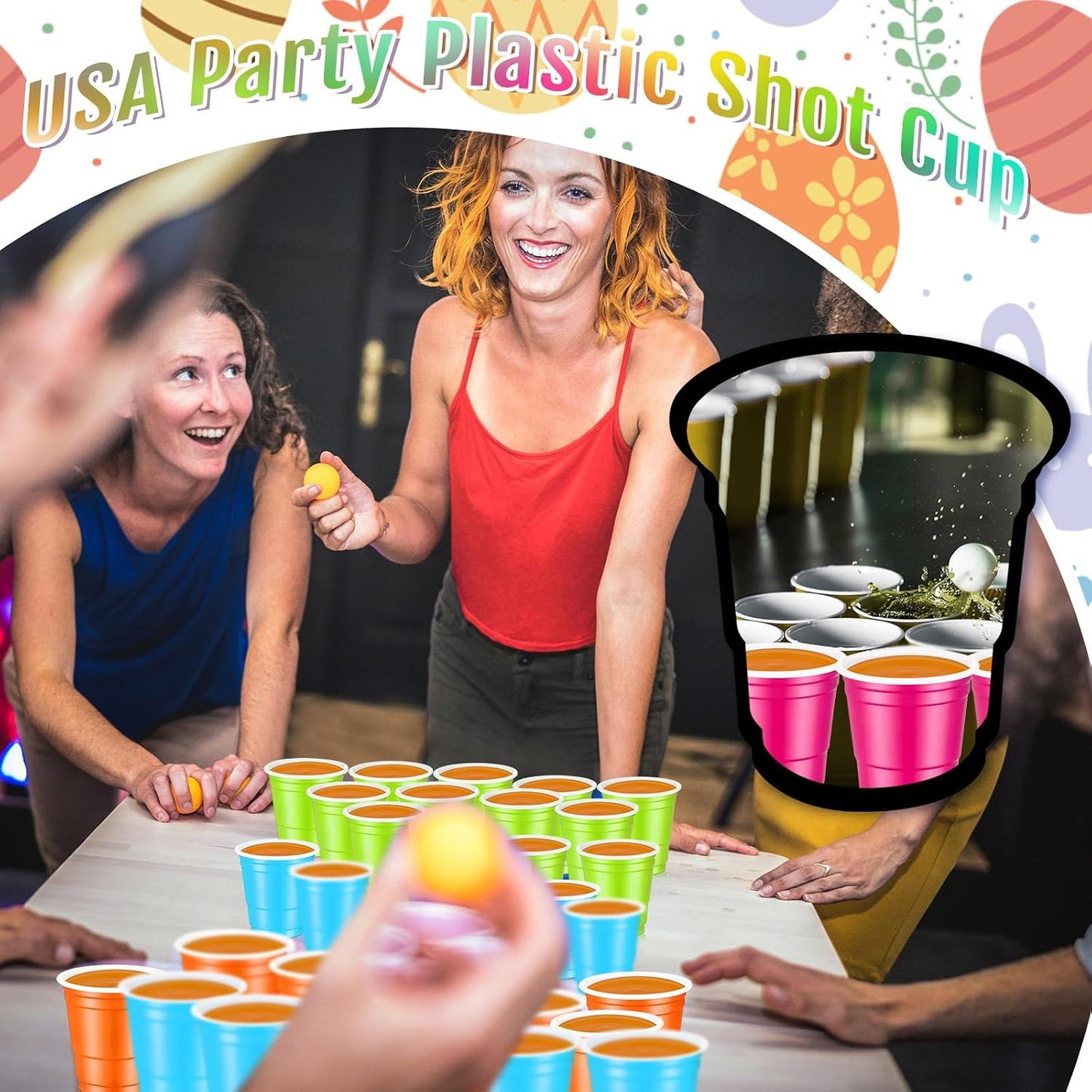 Roshtia 100 Pack 2 oz Plastic Shot Cups, Mini Disposable Shot Glasses 2 oz Wedding Party Cups for Bridal Shower Wedding Party, Beer Taste Serving, Snacks(Black, Gold)