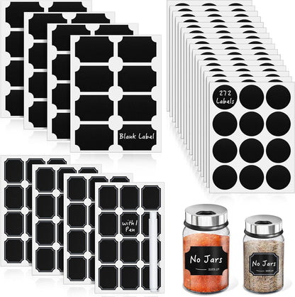 Segarty Food Label Stickers, 300 Pcs Blank Expiration Date Stickers to Write On, with 1 Black Pen, Waterproof Removable Freezer Labels for Glass Spice Jars, Canister, Food Container