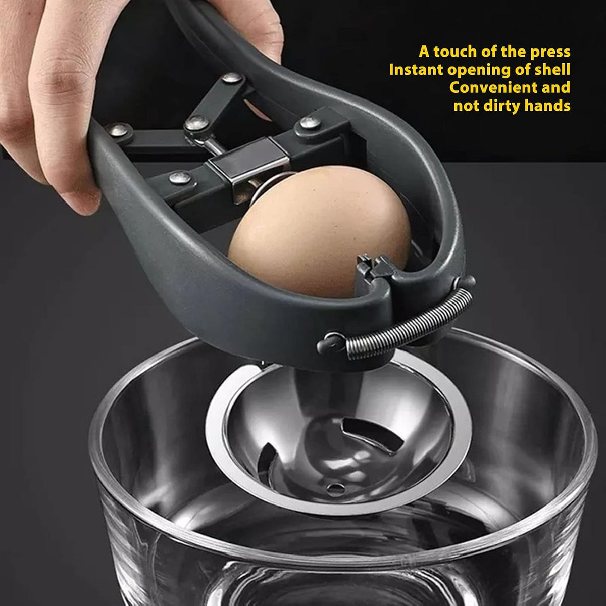 Egg Cracker, Stainless Steel Egg Separator, Professional Handheld Automatic Quick Egg Opener Egg Separator for Kitchen Tools