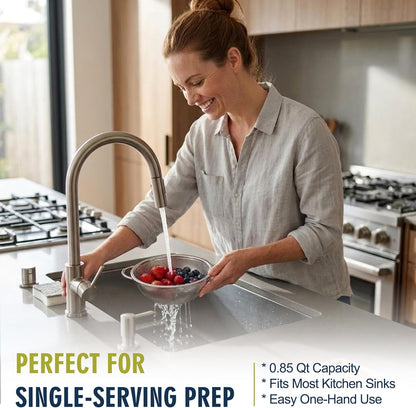 Palksky Stainless Steel Colander Set with Self-Draining Base, 3 Sizes Colanders & Food Strainers for Pasta, Rice, Fruits & Veggies, Metal Colander with Draining Plate for Sink or Countertop