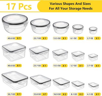 JSCARES 62 PCS Large Food Storage Containers with Lids Airtight (31 Lids & 31 Containers)- Reusable Plastic Leakproof Meal-Prep Container for Kitchen Storage Organization Microwave/Dishwasher Safe