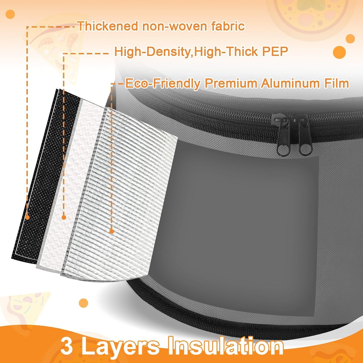 Yaomiao 2 Set Round Pie Carrier 11 x 7 Inch with Dish Tray Plate Stacker Insulated Casserole Carrier with Lid and Handle Reusable Cooler Thermal Bag for Cold Food for Potluck Picnic (Black and Purple)
