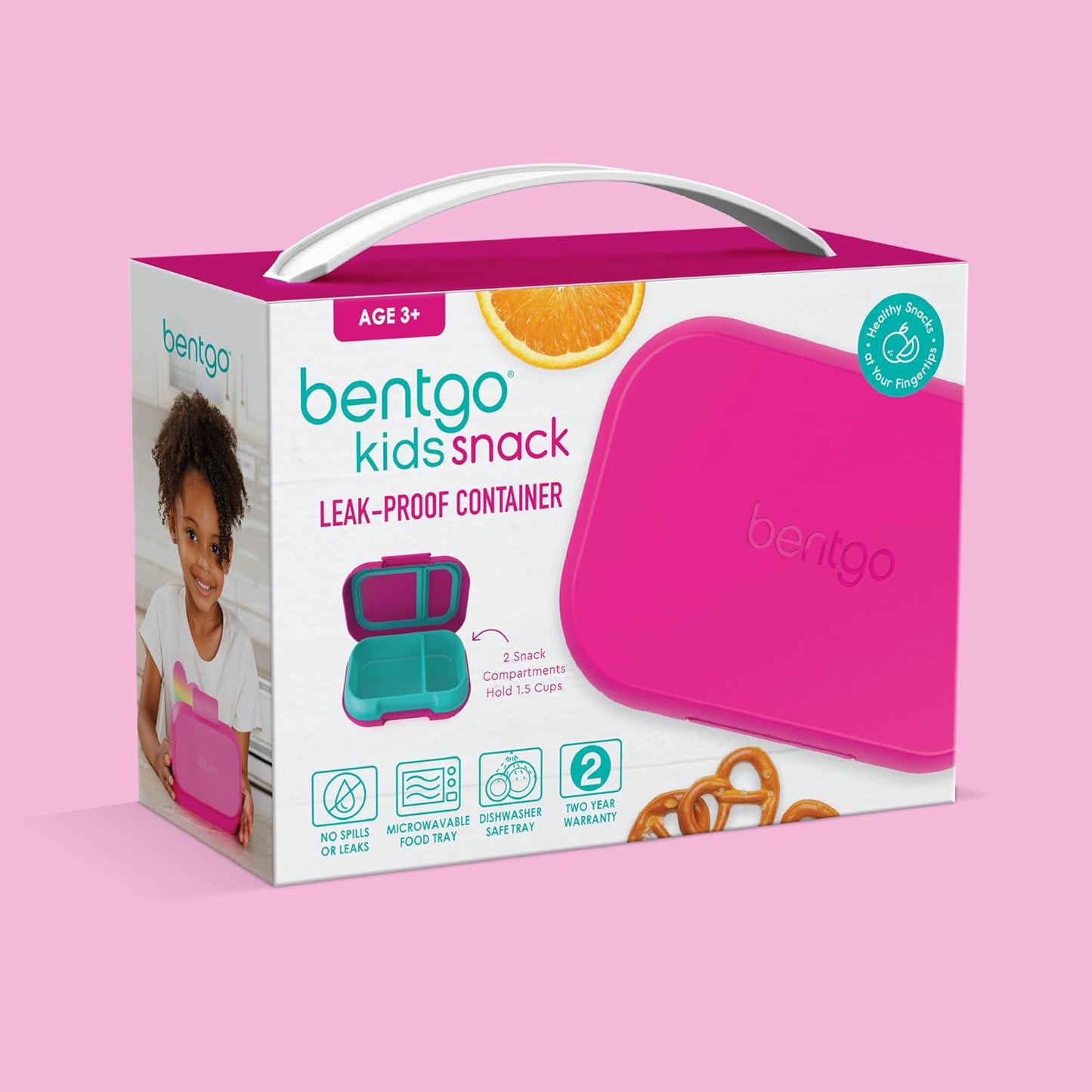Bentgo Kids Snack - 2 Compartment Leak-Proof Bento Box Container for Snacks and Small Meals, Easy-Open Latch, Dishwasher Safe, BPA-Free for School, Daycare, & Sports - Ideal for Ages 3+ (Gray)