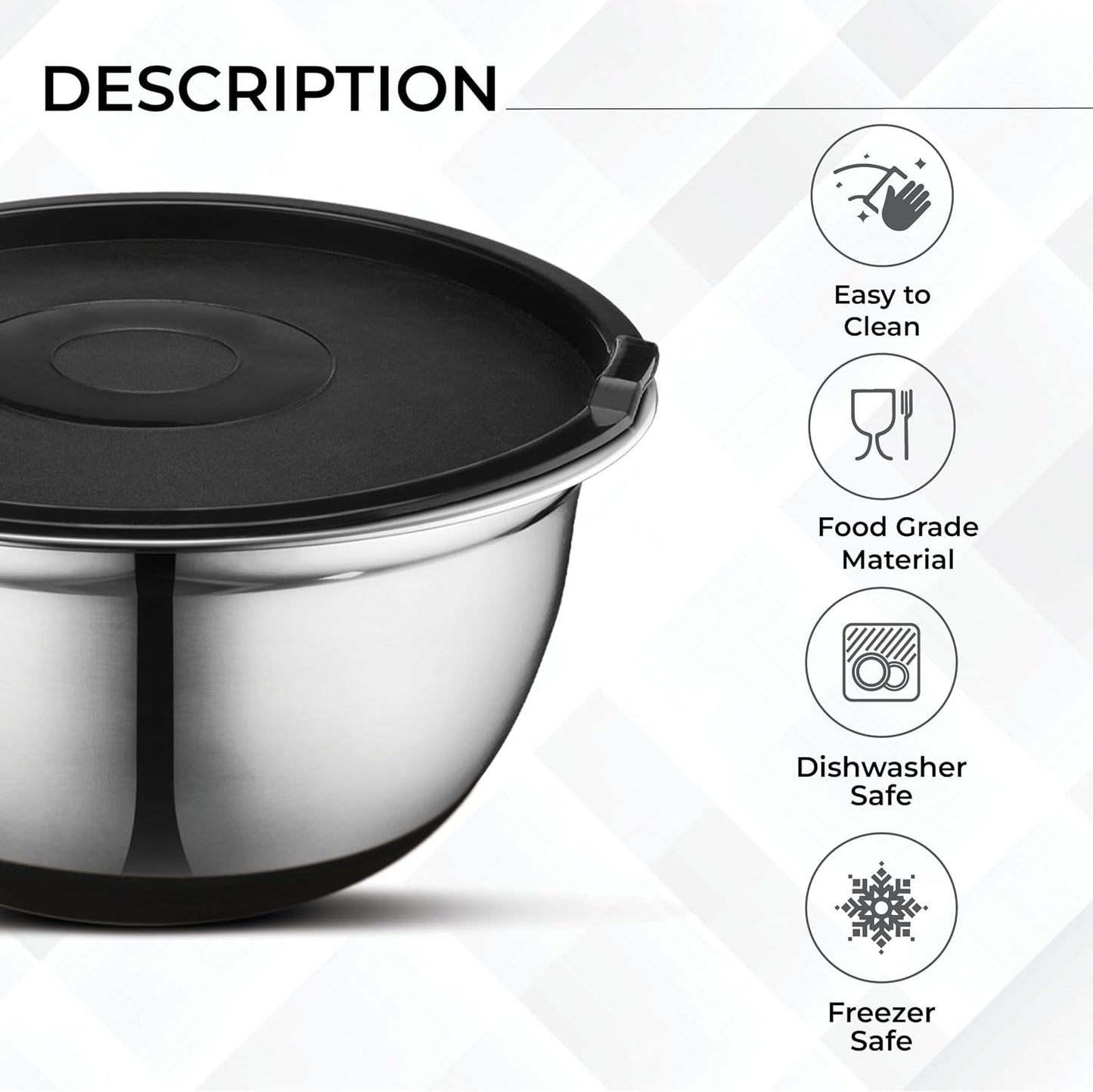 AVADOR Set of 6 Premium Stainless Steel Mixing Bowls Set, Easy To Clean, Space Saving Nestable Design, Great for Cooking, Baking, Prepping (0.75qt, 1.5qt, 3qt, 4qt, 5qt, 8qt)