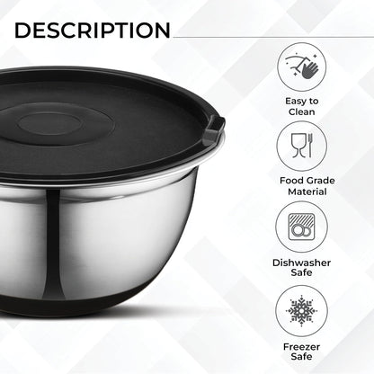 AVADOR Set of 6 Premium Stainless Steel Mixing Bowls Set, Easy To Clean, Space Saving Nestable Design, Great for Cooking, Baking, Prepping (0.75qt, 1.5qt, 3qt, 4qt, 5qt, 8qt)