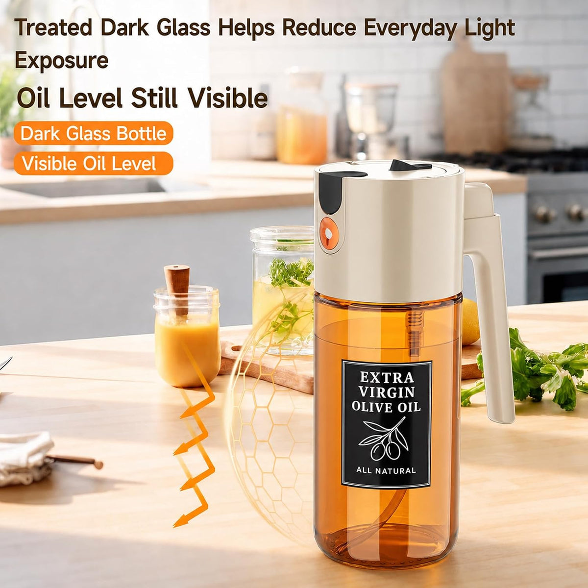 2-in-1 Oil Sprayer Dispenser, Beige, 500 ml