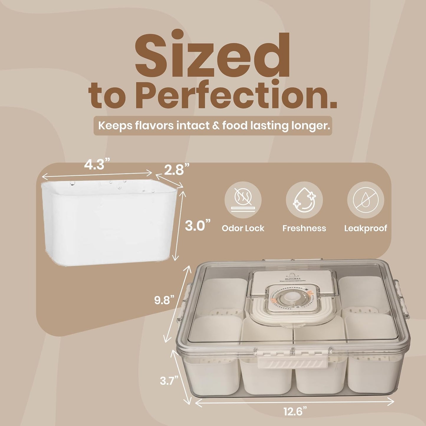 Portable Snackle Box Container with Ice Pack – 8-Compartment Snack Tray with Lid, Divided Serving Tray & Drain Trays, Ideal Charcuterie Snack Cooler for Picnic, Travel & Parties