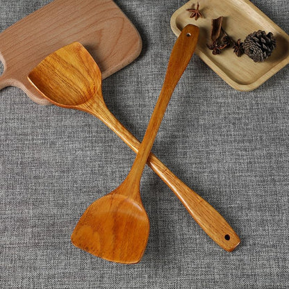 Linwnil Wooden Spatula for Cooking Nonstick, Kitchen Wok Spatula Utensil Set,15" Wooden Turner Serving Tool for High Heat Stirring in Nonstick Pans