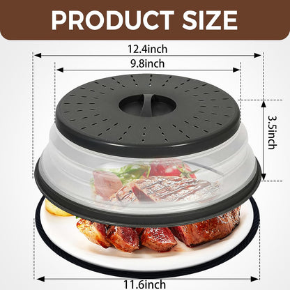 Collapsible Microwave Splatter Cover, Gray, 10.5 inch