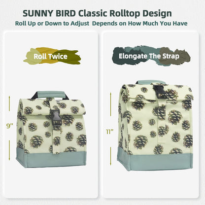 SUNNY BIRD Insulated Lunch Bag Pink Lunch Box Small Cooler Bag for Women, Girls, Adults and Teens (Pink)