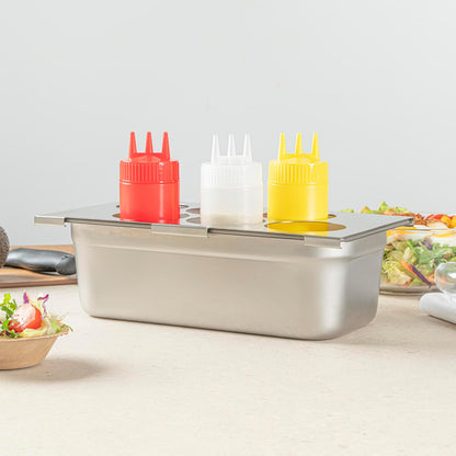 Restaurantware Stainless Steel Bottle Organizer - 1 Count - 6.299 x 7.087 x 0.394 Inches - Dishwasher-Friendly Condiment Holder - Kitchen Bottle Rack - Space-Saving Design - Silver