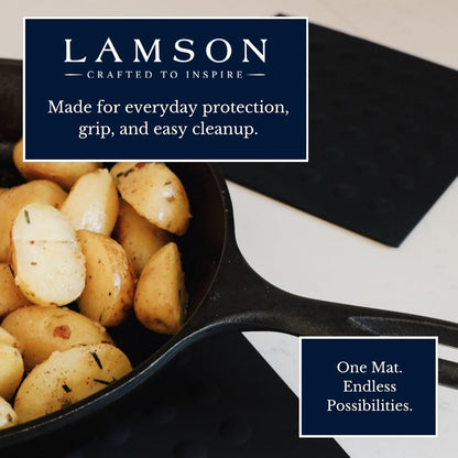 Lamson Silicone Pot Holder, 7x7 in Heat Resistant Trivet, Black