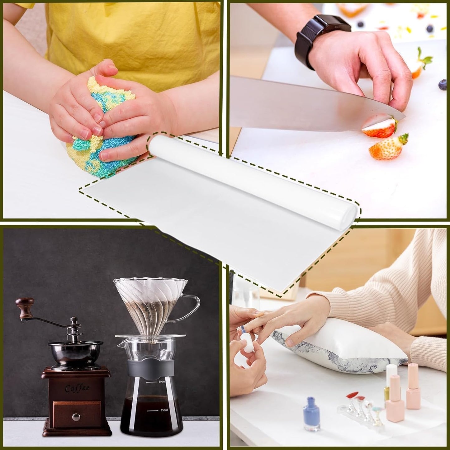 VOKOY Large Silicone Mat for Crafts, 36"x24", Extra Large Silicone Mats,Thick Black Silicone Mat for Kitchen Countertop, Heat-resistant Washable Large Silicone Pastry Mat for Crafts Painting Baking