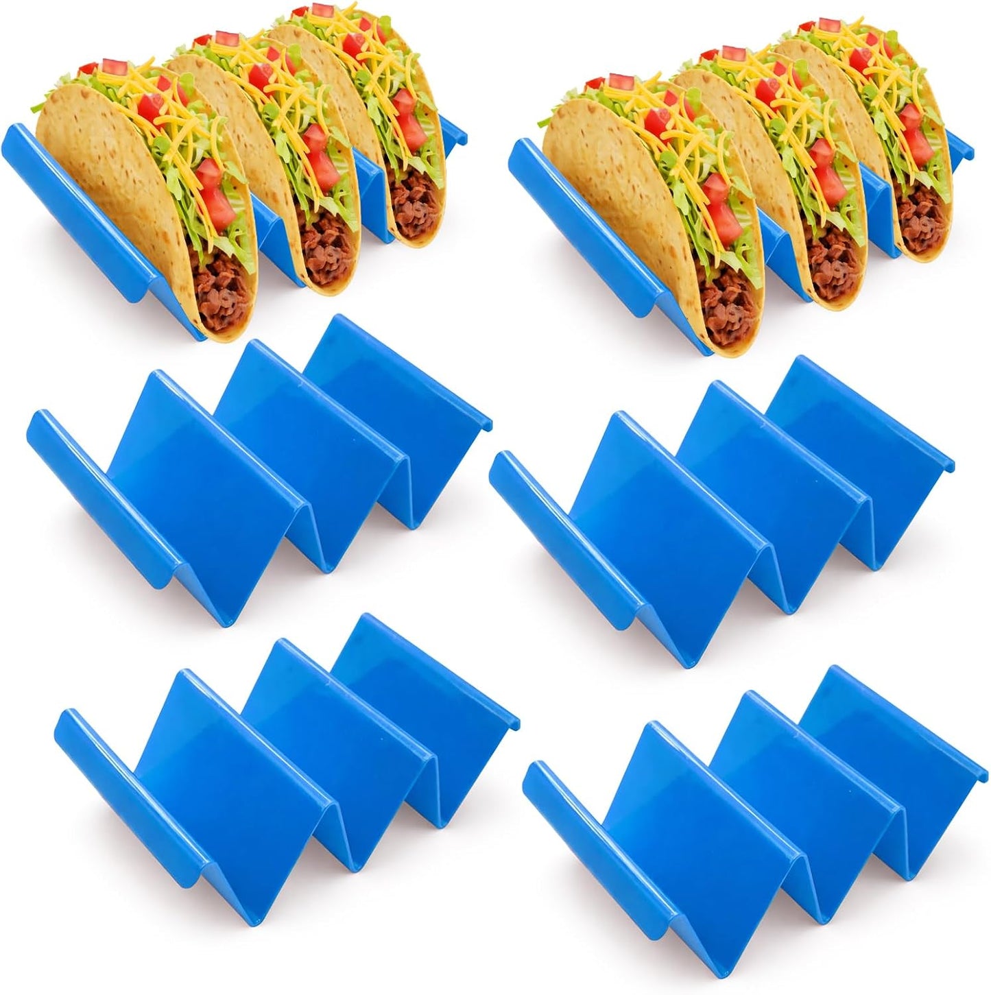 6 Pcs Taco Holder Stands Taco Tuesday Set, Holds Up to 3 Tacos, Premium PP Material Sturdy and Durable, Microwave or Dishwasher Top Rack (Yellow)