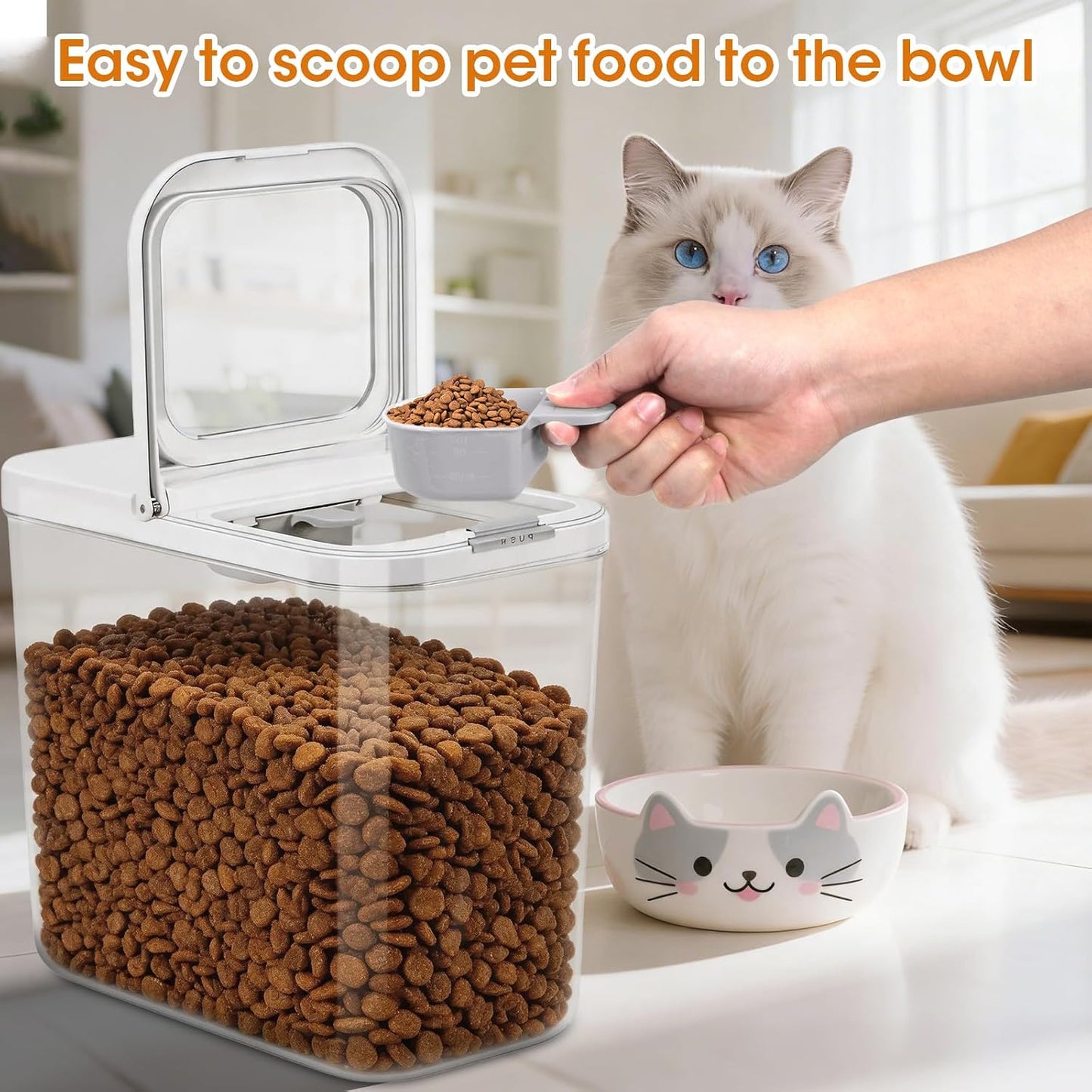 TBMax Dog Cat Food Storage Container 12Lbs with Airtight Flip-up Lid, Large Pet Food Dog Treat Container with Scoop, Airtight Food Storage Bin for Kitchen Organization