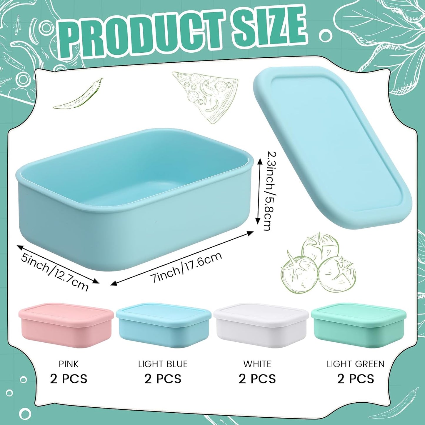 Nuogo 8 Pcs 2 Cup Silicone Freezer Trays with Lid Silicone Soup Freezer Molds Rectangle Soup Containers Reusable Food Preserving Tray Freezing Ice Trays for Soups Sauces Stews(Blue)