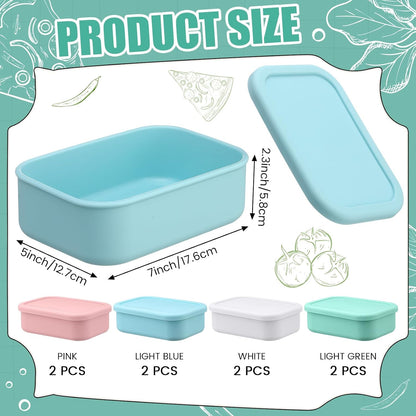 Nuogo 8 Pcs 2 Cup Silicone Freezer Trays with Lid Silicone Soup Freezer Molds Rectangle Soup Containers Reusable Food Preserving Tray Freezing Ice Trays for Soups Sauces Stews(Blue)