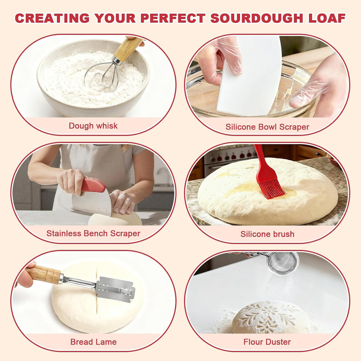 Sourdough Starter Kit with 2 Proofing Baskets & Starter Jar for Beginners