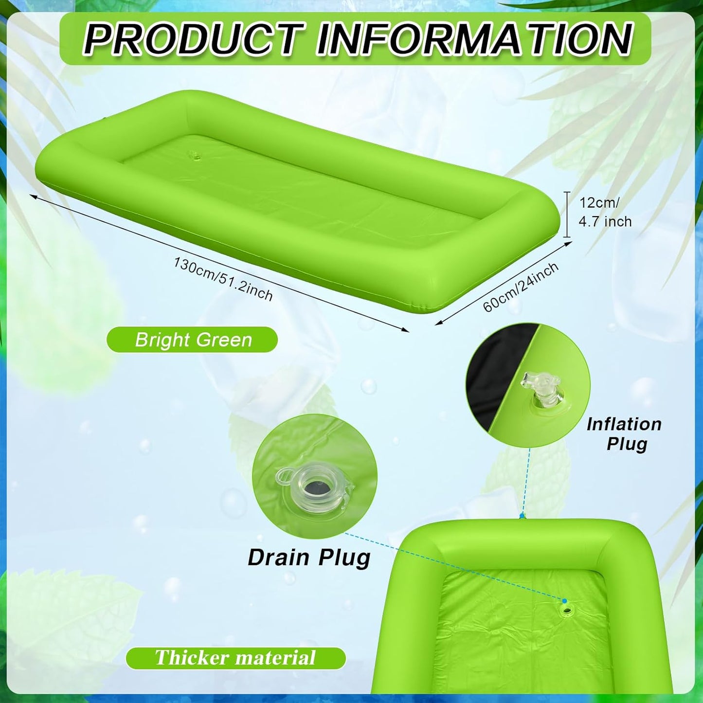 Leitee Inflatable Serving Bar with Drain Plug 52 x 24 x 5'' Inflatable Ice Serving Buffet Bar for Party Food Cooler Buffet Drink(Black,Basic Style)