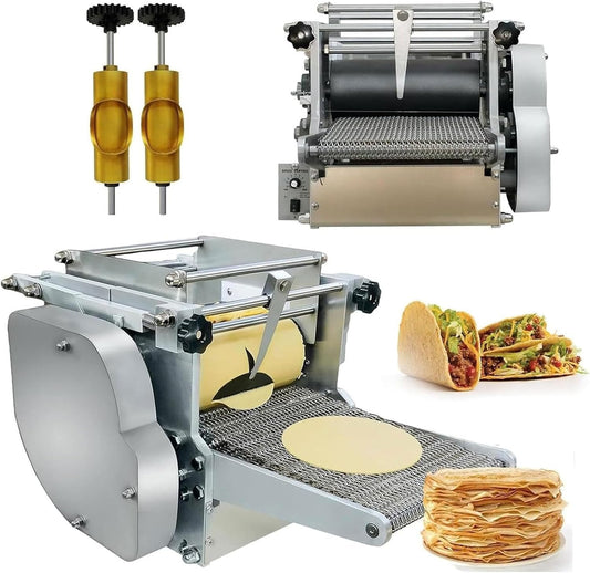 Electric Tortilla Maker Machine - Non-Stick Taco Press with 2 Molds (4in/8in), Adjustable Thickness (1-5mm) for Perfect Tortillas, Chapatti, Roti, Pita & Pizza Making.