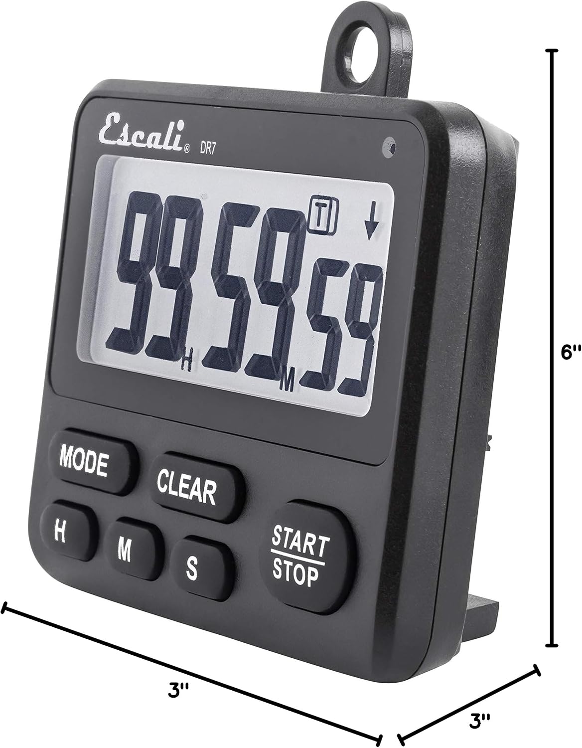 Escali Extra Loud Display Digital Kitchen Timer with Clock Mode, Recall Timer Magnetic Back