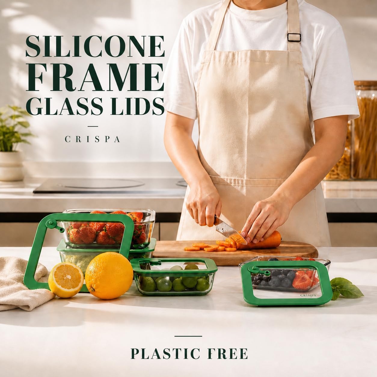 Crispa 8-Piece Teal Square Glass Food Storage Containers with Silicone Glass Lids – 100% Plastic-Free (2x 40oz, 2x 20oz) – Leakproof, Airtight, Freezer, Microwave and Dishwasher Safe