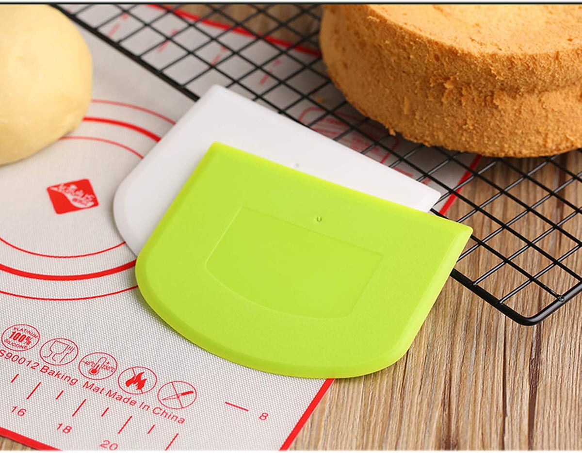 WAFJAMF 2 Pack Plastic Dough Bowl Scraper Food Grade Flexible Bench Cutter