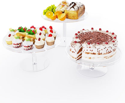 Bakzon 3 Piece Cupcake Stand, Acrylic Dessert Table Display Set, Clear Square Serving Trays for Birthday, Wedding, Baby Shower