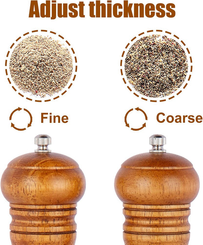 Gulex Wood Pepper Grinder Pepper Mill Adjustable Coarseness 8 Inch Retro