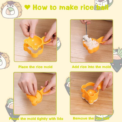 Rice Ball Molds 21PCS Onigiri Mold Set Cute Animal Sushi Molds Rice Shaper Rice Ball Shaker Bento Box Accessories DIY with Nori Seaweed Punch Cutter Food Picks