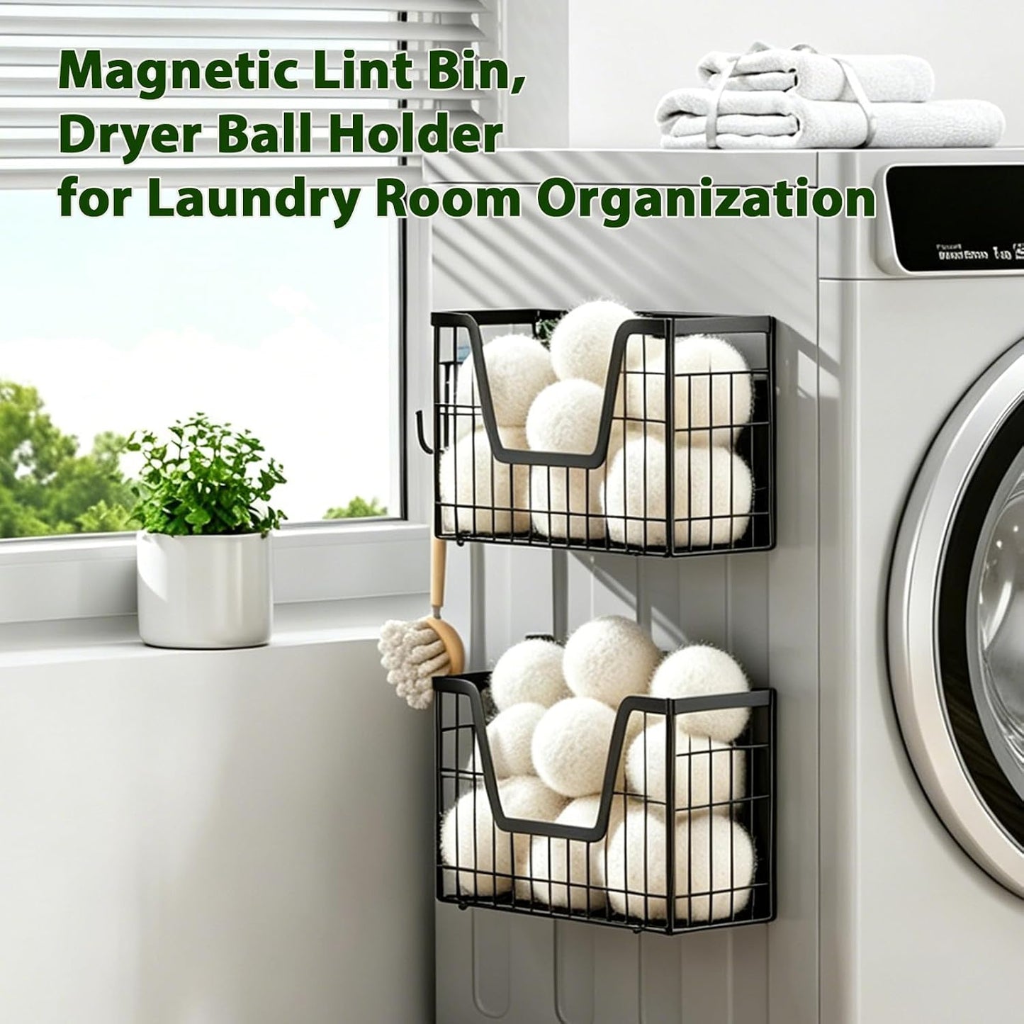 2 Set Magnetic Shelf for Fridge, Potato & Onion Storage Bins, Magnetic Fruit Basket for Refrigerator Pantry Kitchen Counter Laundry Organizer, Fridge Magnetic Spice Rack Magnet Fridge Storage
