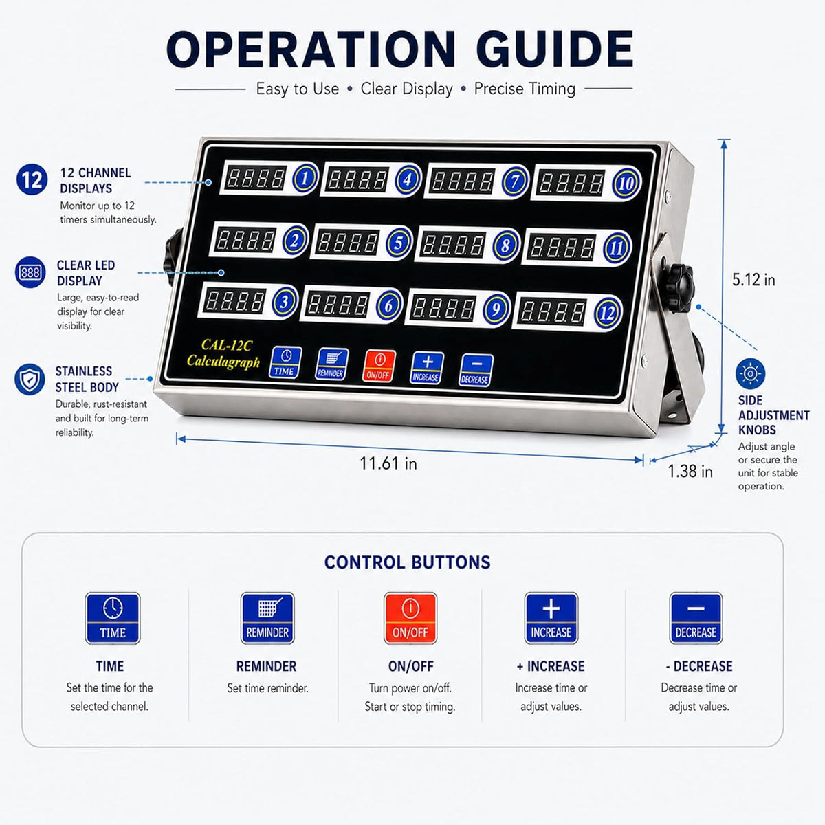 Commercial 8 Channels Digital Kitchen Timer, Calculagraph Fry Timer