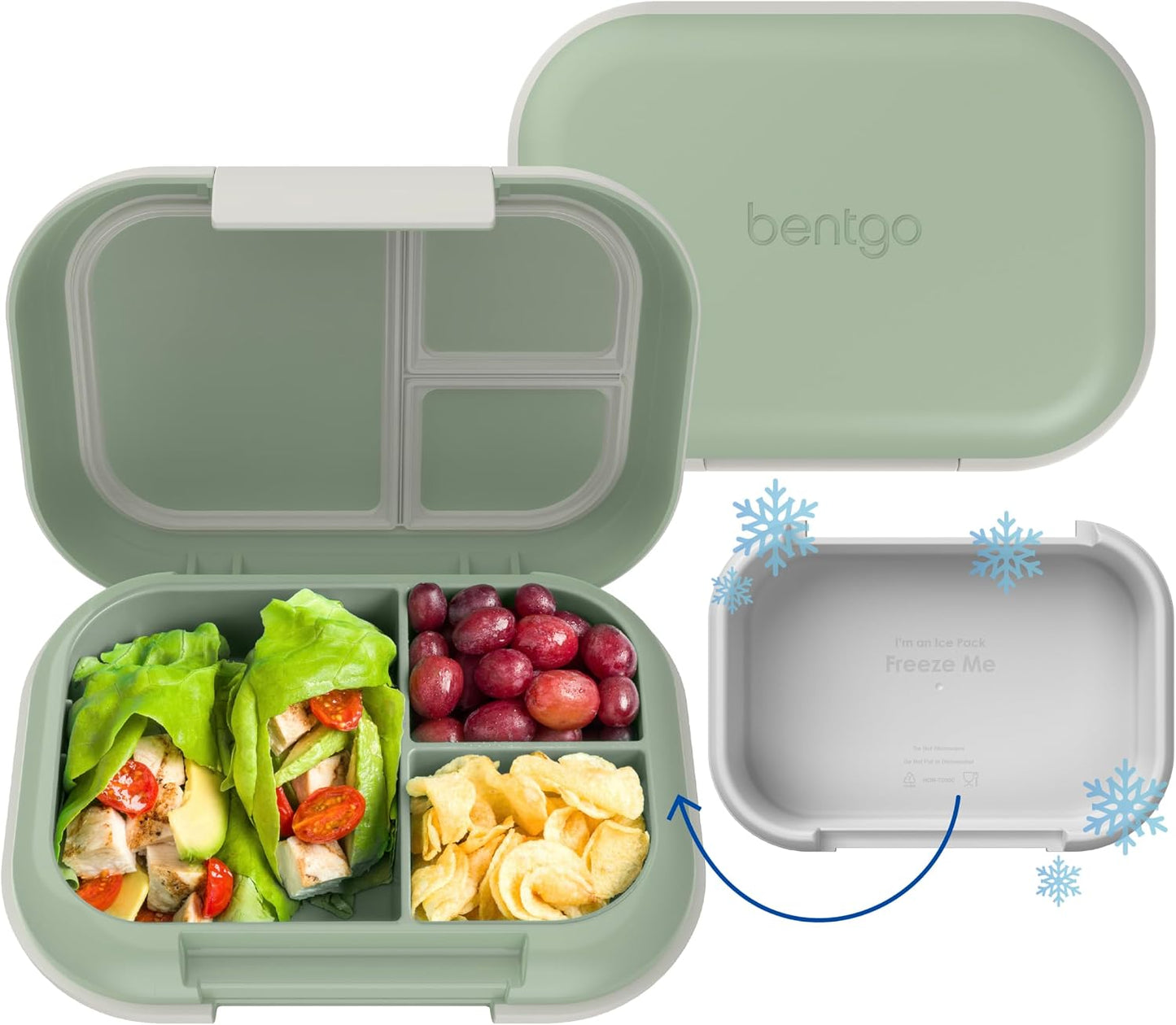Bentgo Chill Max Leak-Proof XL Lunch Box - Included Ice Pack Keeps Food Cold; 5-Cup Capacity for Adults & Ages 8+, 3 or 4 Compartment Bento Box, BPA-Free, Dishwasher Safe (Bone & Glacier Blue)