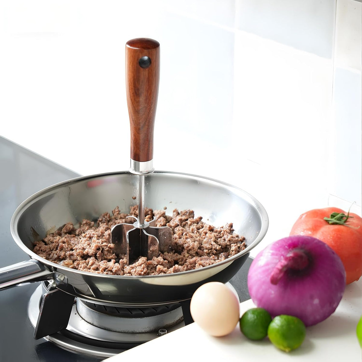 Stainless Steel Meat Chopper & Masher, Ground Beef Chopper Tool