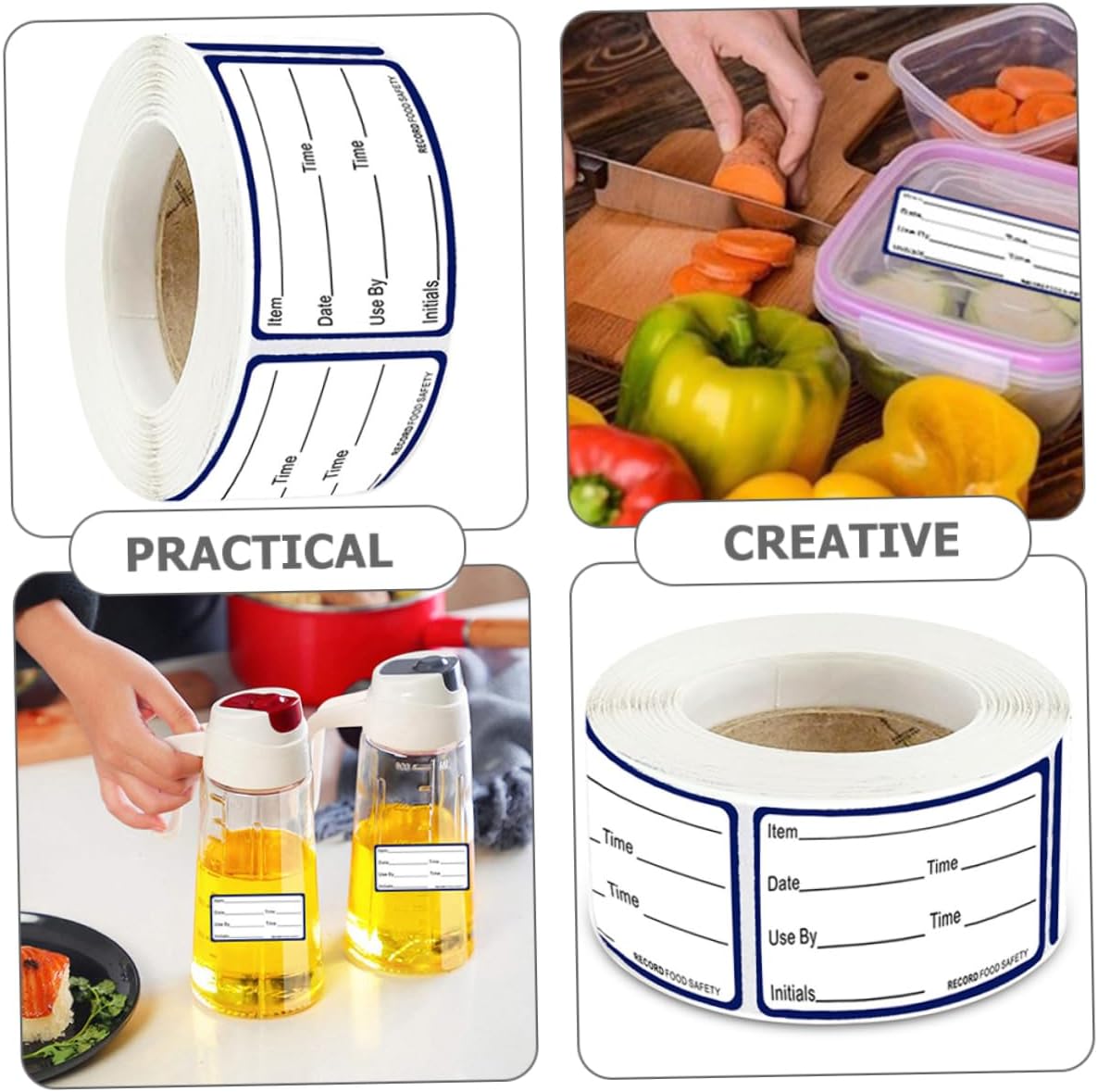 2rolls Writable Food Date Sticker Labels Adhesive Food Storage Stickers for Containers Easy to Peel for Home Office Restaurant Organization Clean Without