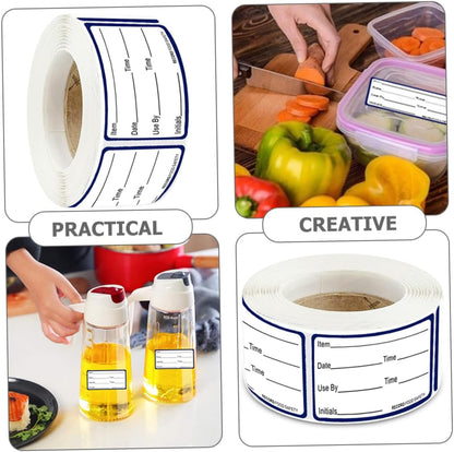 2rolls Writable Food Date Sticker Labels Adhesive Food Storage Stickers for Containers Easy to Peel for Home Office Restaurant Organization Clean Without
