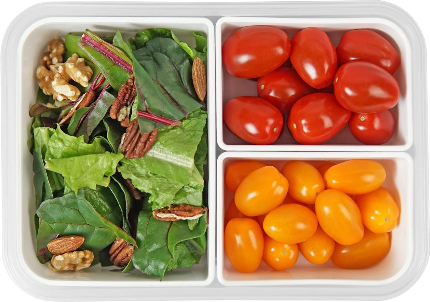 carrotez Food Storage Containers with 3 Removable Compartments, Food Prep Container with Airtight Lids, Portion Control Container, Microwave Safe, Reusable, 4.64 Cup (1100ml)