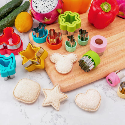 Fruit Cutters Shapes for Kids 22 Pcs, Mini Cookie Cutters Set, Vegetable Cutter with Food Picks
