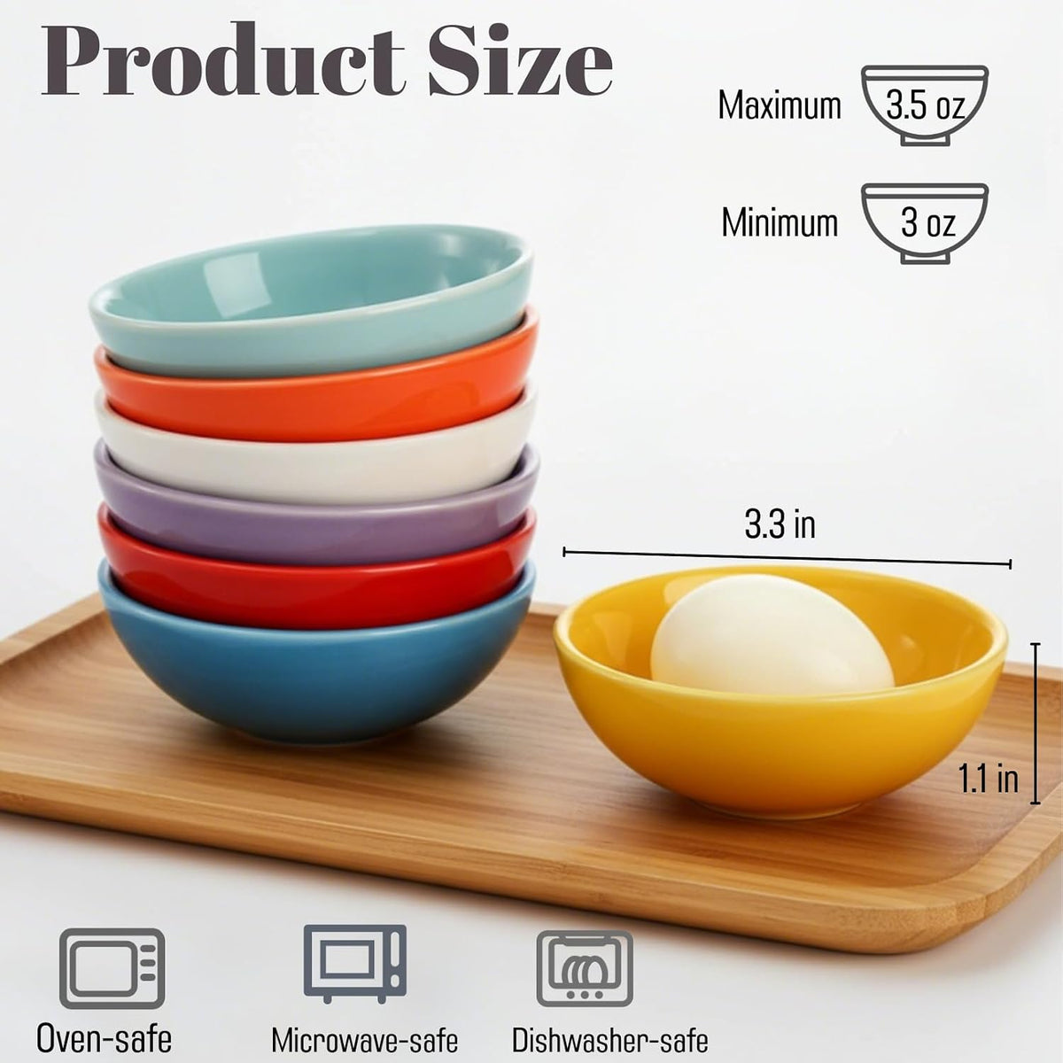 ZENFUN Set of 8 Ceramic Pinch Bowls Set, 3.5 Oz Porcelain Round Sauce Dipping Dishes, Mini Terracotta Dessert Bowls, Condiments Bowls in Bulk for Kitchen, Cooking Prep, Parties, Decor, Sushi